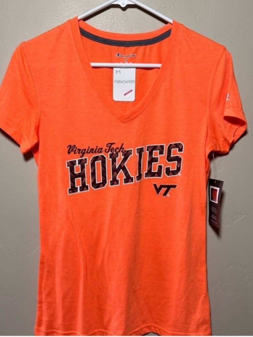 Champion Orange Virginia Tech Hokies V-Neck Tee